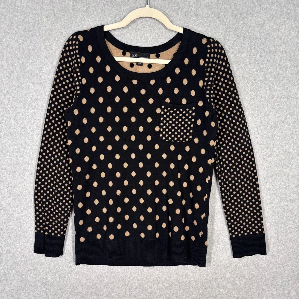 Black Tan Polka Dot Sweater Medium Neutral Maximalism Quirky Twee Loud Luxury - Picture 1 of 10